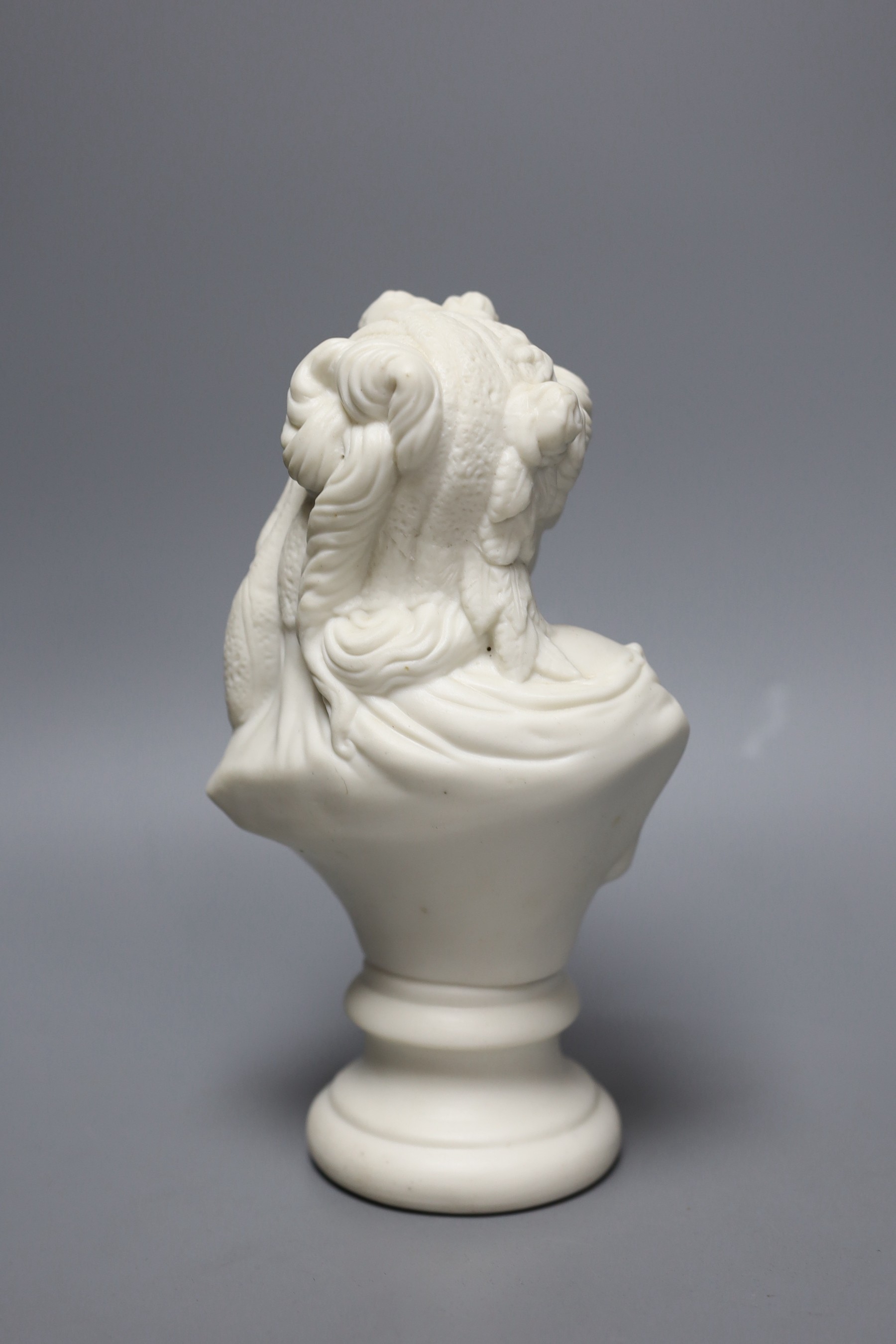 An English parian bust of an attractive Victorian girl, probably Robinson and Leadbetter, c.1890. 21cm